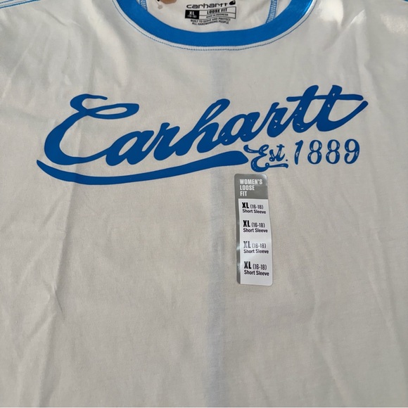 Carhartt Tencel Ringer Short Sleeve Graphic Tee NWT size XL Logo T-Shirt - Picture 5 of 12